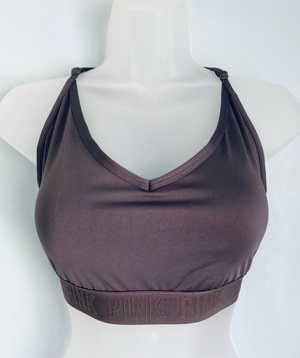 PINK Active Ultimate Lightly Lined Sports Bra Gray Medium-DD NWOT